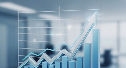 Fototapeta premium 3D Professional Business Graph Chart with Upward Arrow – Symbol of Financial Growth, Success and Progress