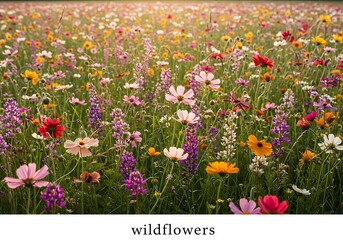 Vibrant Meadow of Wildflowers in Full Bloom.