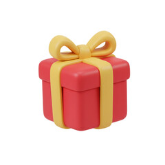 3D Cartoon Red Gift Box Icon