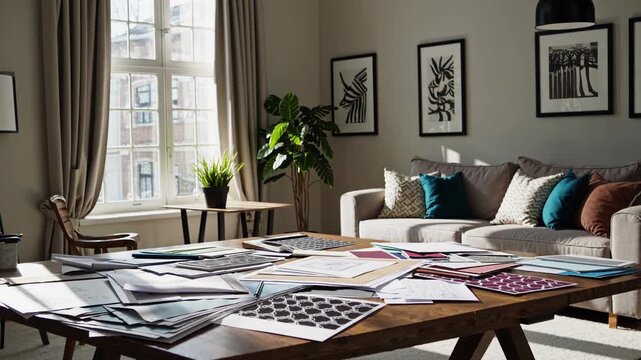 Living space with lively details, Decorative interior space infused with natural features, Thoughts on home interior aesthetics emphasizing vibrant touches and organic accents throughout