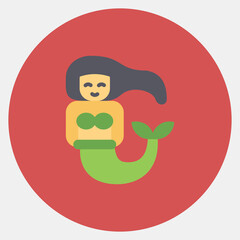 Icon mermaid. Pirates theme elements. Icon in color mate style.