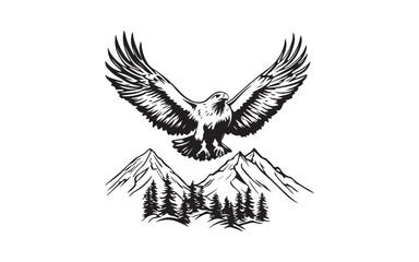 Flying Eagle Silhouette Vector &ndash; Powerful Bird of Prey Illustration Design