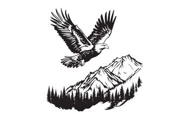 Flying Eagle Silhouette Vector &ndash; Powerful Bird of Prey Illustration Design