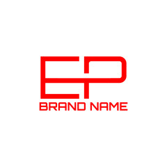 EP initial red word logo design