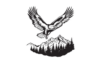 Flying Eagle Silhouette Vector &ndash; Powerful Bird of Prey Illustration Design