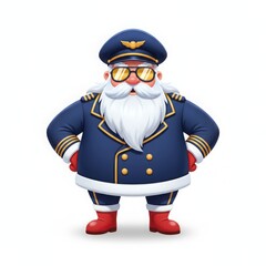 Santa claus dressed as a pilot with sunglasses isolated on white background christmas time