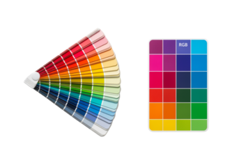 Digital color swatch palette 3D isolated on transparent background