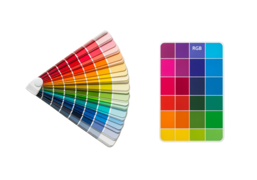 Digital color swatch palette 3D isolated on transparent background - Powered by Adobe