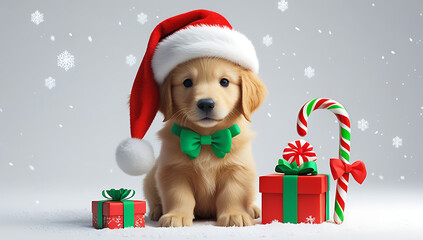 christmas dog with gift