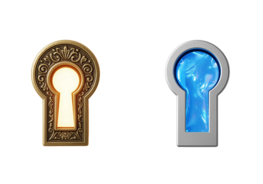 Magical light keyhole bundle isolated on transparent background