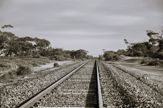 Outback Railway Tracks in Victoria, Australia. October 7, 2025.