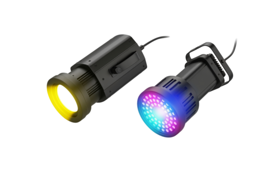 3D concert stage spotlight set isolated on transparent background