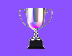 Fototapeta premium Minimal Isolated Holographic Trophy Cup for Modern Award Concept