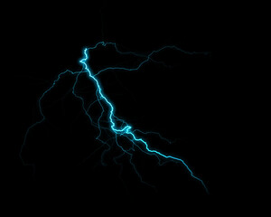 A powerful, luminous lightning bolt illuminates the dark, creating a striking visual of electrical discharge and raw energy.