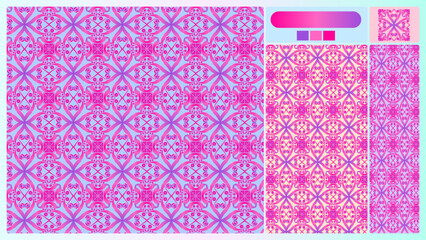 Vibrant Pink Purple Gradient Geometric Seamless Pattern