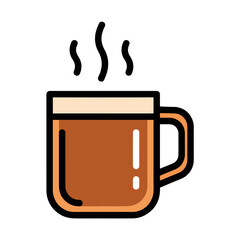 Modern Line Art Steaming Coffee Mug Beverage Icon Element