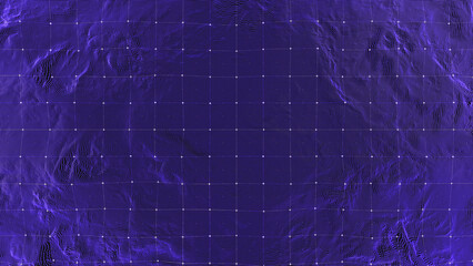 Futuristic digital terrain built from uniform dot grid and deformations