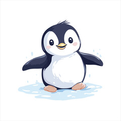 Cute penguin on ice