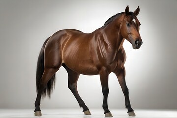 Obraz premium American Quarter Horse Standing on White Background