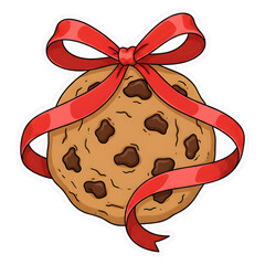 Cookie In Gift Wrap Ribbon  