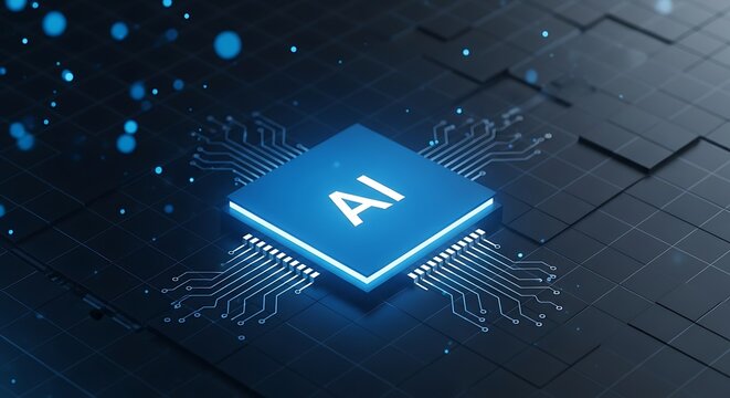 Stunning glowing AI chip symbolizes advanced artificial intelligence and future technology innovation, powering digital transformation and smart solutions.