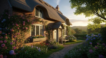 Charming Thatched Cottage Adorned With