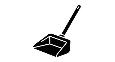 Black and White Dustpan Icon — Minimal Cleaning Tool Silhouette