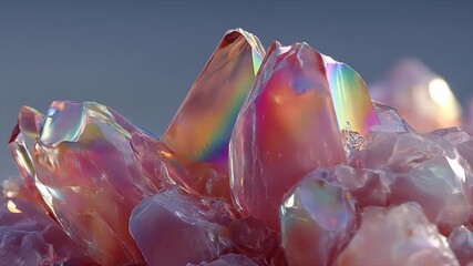 Abstract crystal cluster with iridescent colors and refractive light - Powered by Adobe