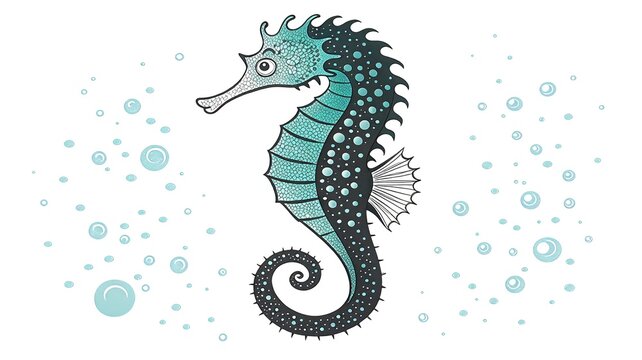 Vector illustration of a cute dragon and cartoon octopus in sea theme