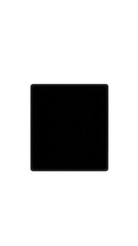A black square with rounded edges sits centered on a white background, soft shadow effect