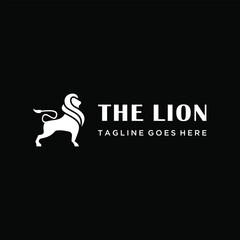 Minimalist lion king with modern graphic icon for majestic luxury strength royal strong logo design