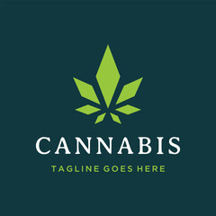 Modern Geometric Cannabis Leaf for medical marijuana or CBD product business logo design