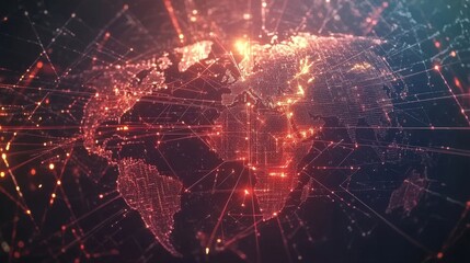 global network connections digital world map internet technology