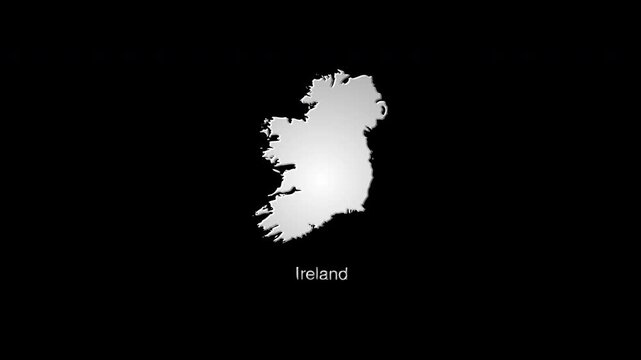 Ireland map transforming and glowing on black background