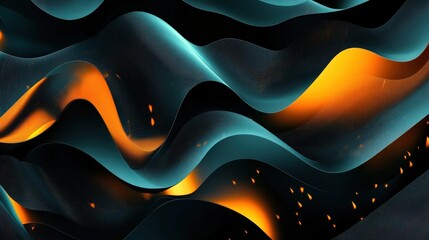 abstract dark teal and orange waves background