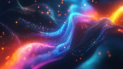 abstract colorful particle wave background