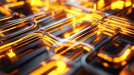 abstract technology background with glowing orange lines