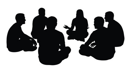 Group discussion silhouettes isolated on white background, Vector
