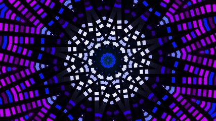 Stunning geometric animation with vibrant neon lights pulsing in a hypnotic kaleidoscope pattern for modern digital art installations and captivating visuals - Powered by Adobe