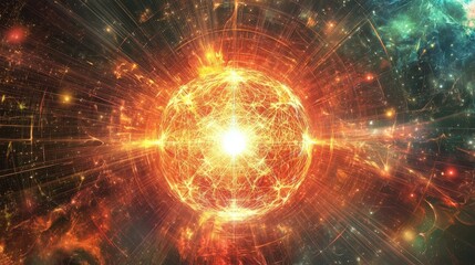 Obraz premium cosmic energy orb galactic explosion nebula