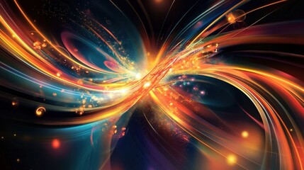 abstract colorful light trails and energy burst