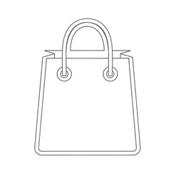Outline drawing of a shopping bag with handles and a simple design.