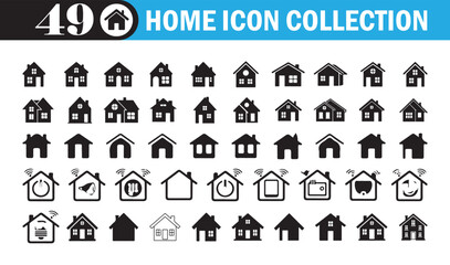 Home Icon Collection . Modern House, Building, and Real Estate Vector Set