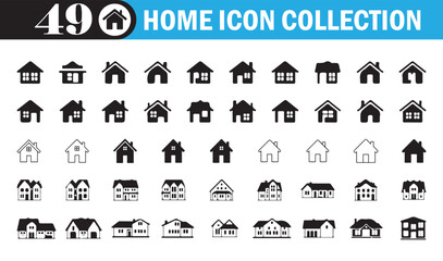 Black and White House Icons . Vector Collection for Property and Architecture Design