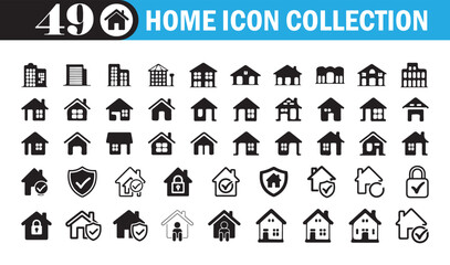 Black and White House Icons .Vector Collection for Property and Architecture Design