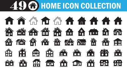 Home Icon Set. Collection of Modern House and Real Estate Symbols