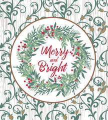 New Christmas floral vines decorations with merry and brights elegant design