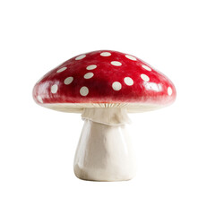 Obraz premium Amanita Muscaria Mushroom with Red Cap and White Spots on an Isolated White Backdrop