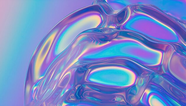 Abstract Iridescent Liquid Plastic Surface in Bright Colorful Light