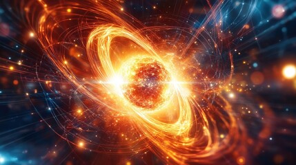 Obraz premium fiery cosmic orb energy burst